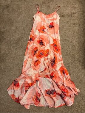 Billabong Coral Pink Orange Floral Maxi Dress